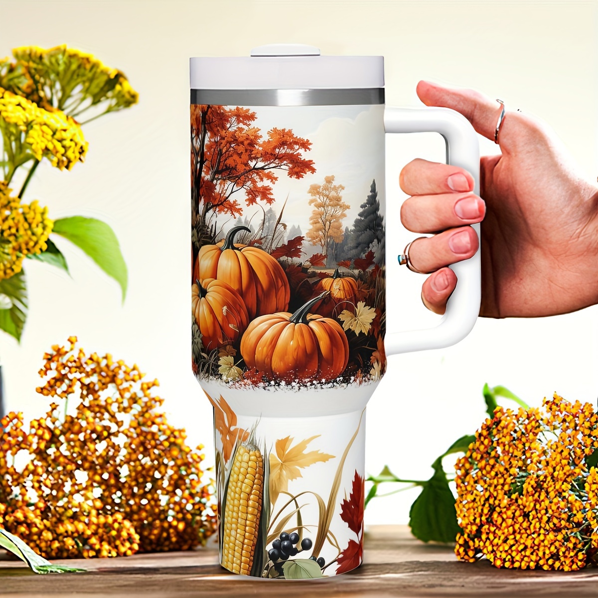 Travel Accessories Ideas - 1 Stück 40oz Herbst-Kürbis-Isolierbecher mit Griff,