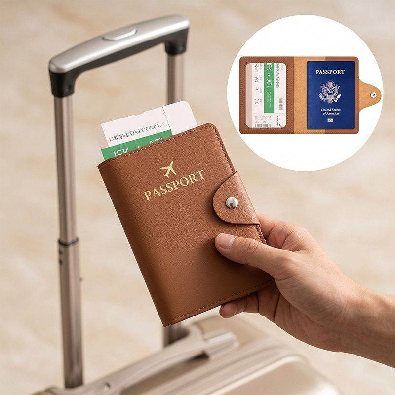 Travel Accessories Wallet - Modische Business-PU-Leder-Passhülle, Multifunktionale Ausweiskarten- und Bankkarten-Brieftasche