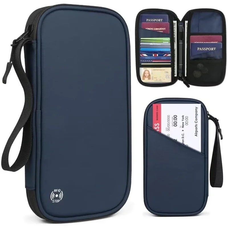 Travel Accessories Wallet - Leichte Familien-Reisepasshülle, Geldbörse, Oxford-Dokumenten-Organizer-Tasche mit Reißverschluss