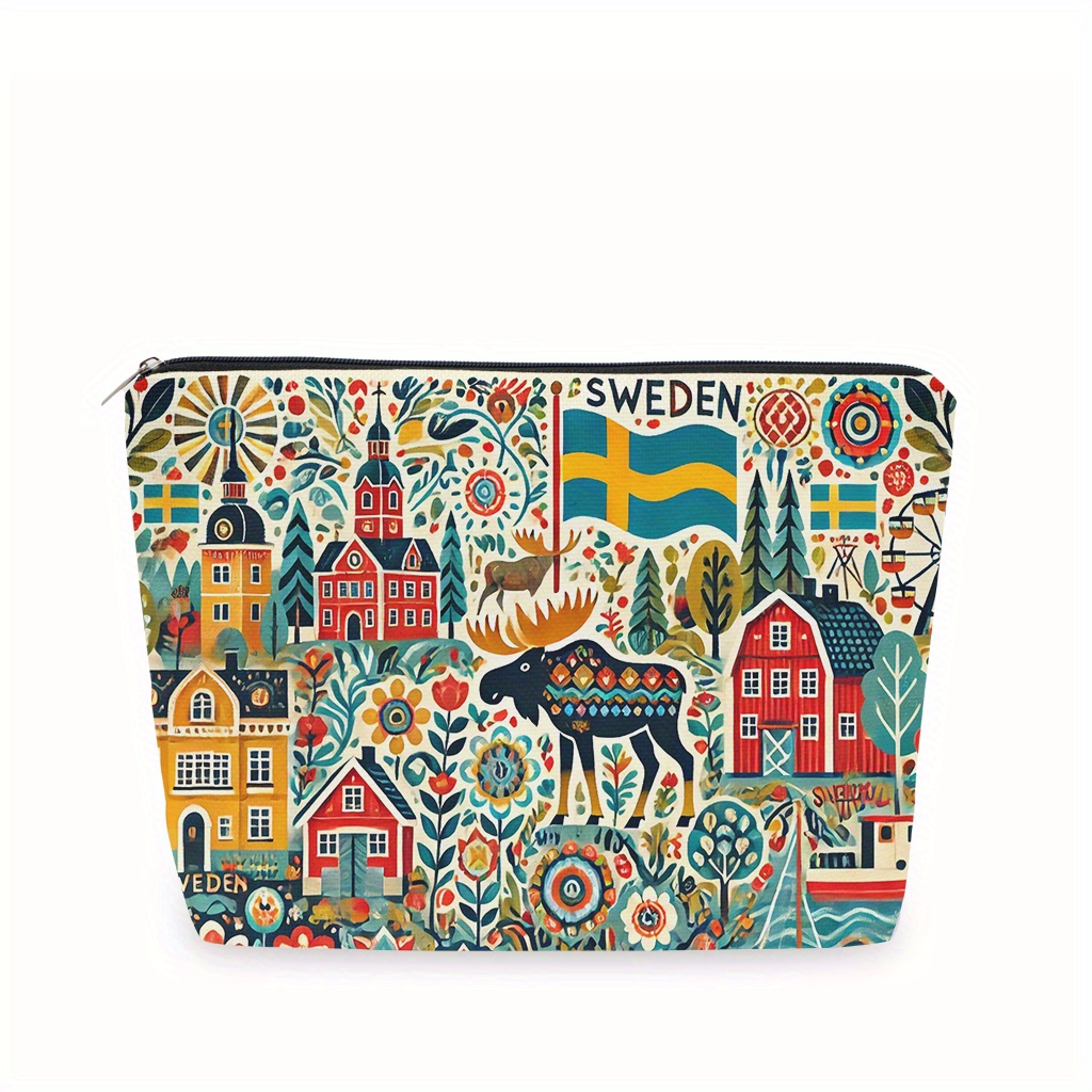 Travel Accessories Jewelry - Eine Make-up-Tasche mit Schweden-Motiv – multifunktionale