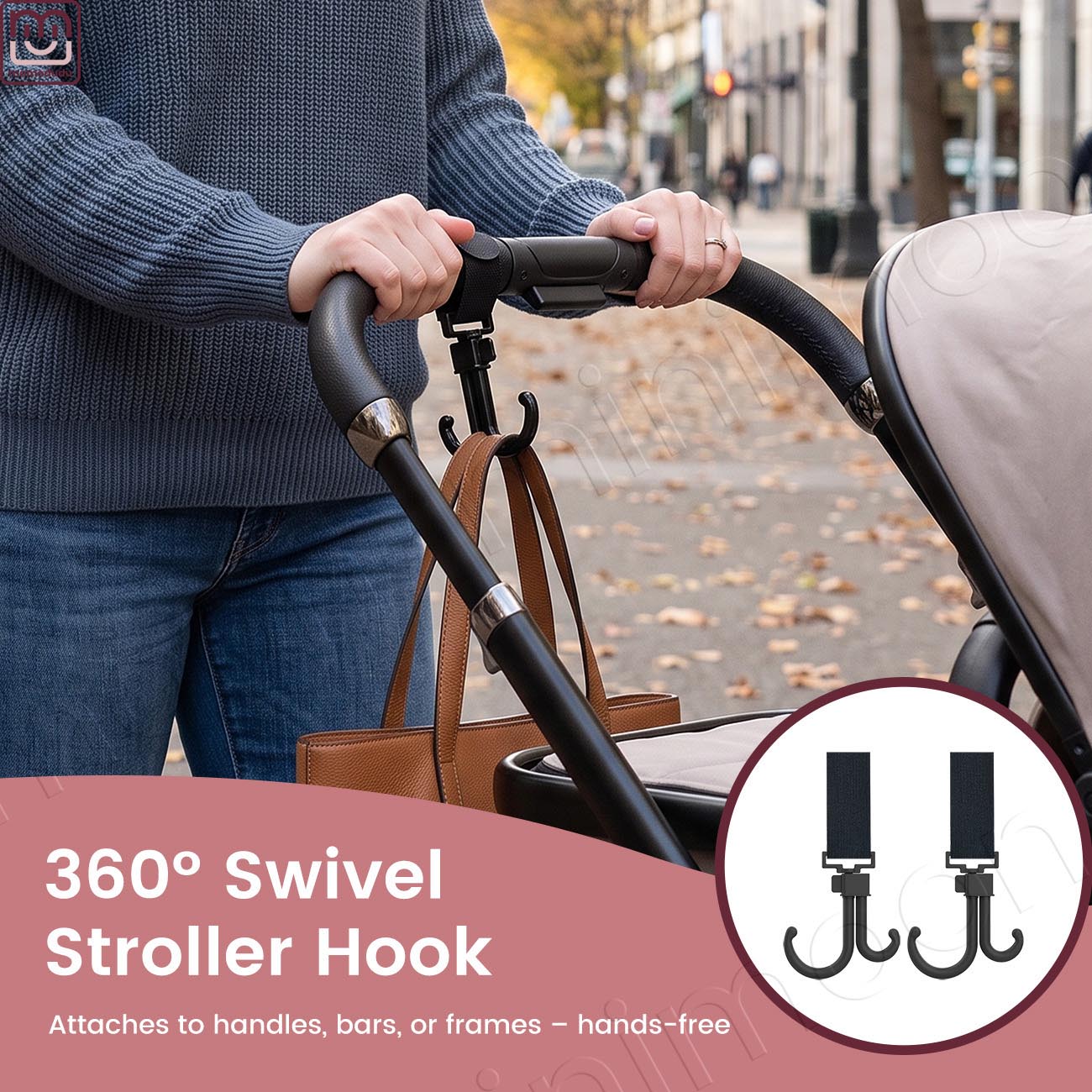 Travel Accessories Baby - 360 ° Drehbarer Kinderwagenhaken, Doppelt Schwenkbarer